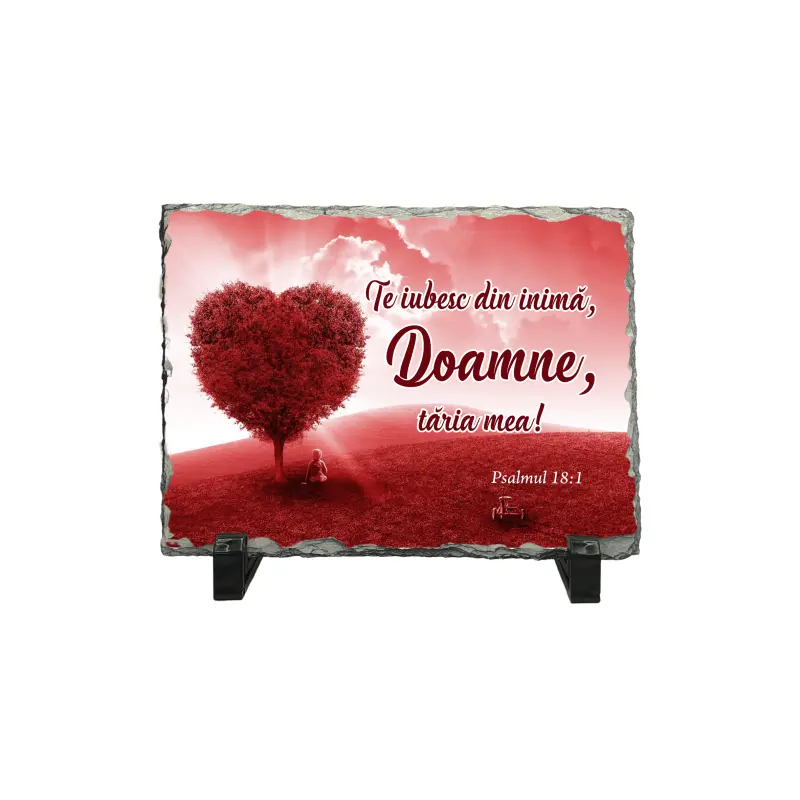 Te iubesc din inima doamne taria mea, piatra ardezie personalizata, cu mesaj model, pa085
